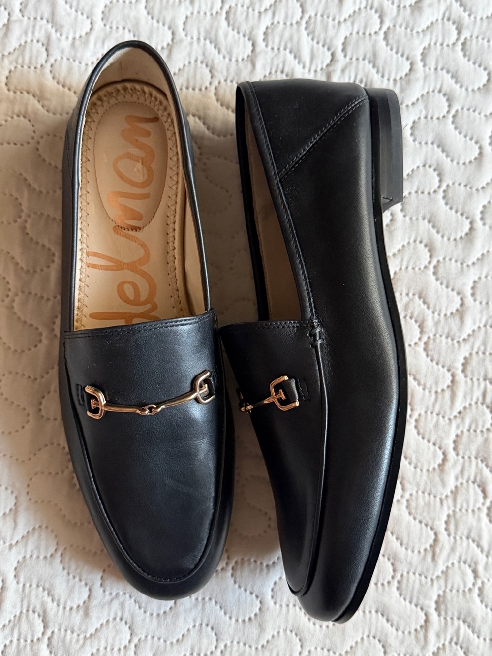 Sam Edelman Loraine Black Leather Loafers W/ Goldtone Bit Hardware Size 7.5 NWOT - Picture 3 of 9